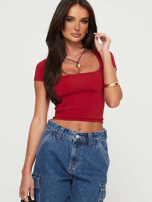 Tees- Essentials Fitted Crop Tee- - IndioGear Fashion and Gear