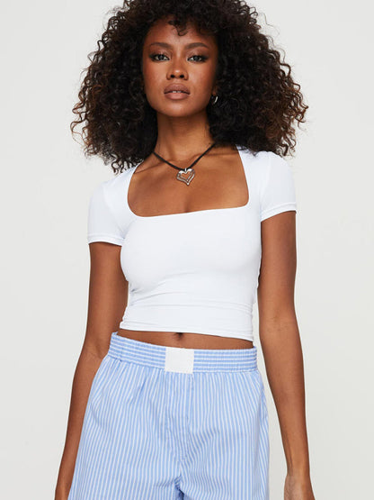 Tees- Essentials Fitted Crop Tee- - IndioGear Fashion and Gear