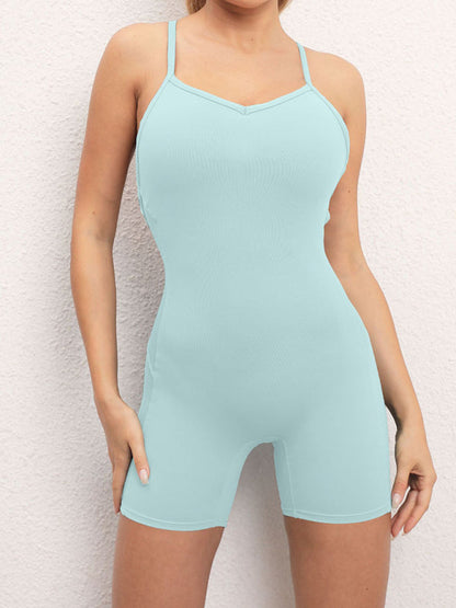 Tight Rompers- Solid Butt Lifting Thigh Romper Unitard- - IndioGear Fashion and Gear