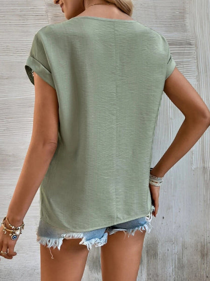 Top- Boho Chic T-Shirt with Lace Trim for Women- - IndioGear Fashion and Gear