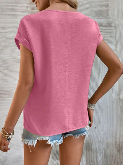 Top- Boho Chic T-Shirt with Lace Trim for Women- - IndioGear Fashion and Gear