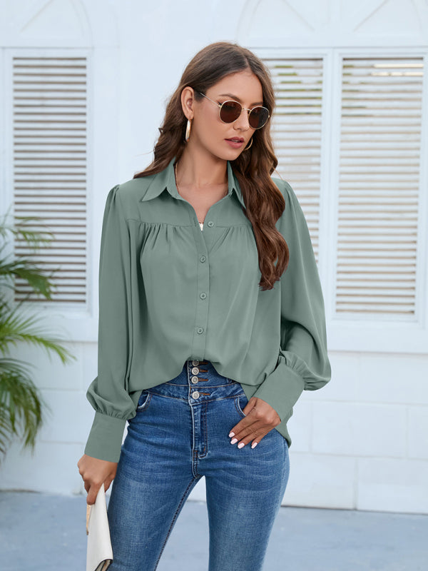 Top- Boho Chic with Puff Long sleeves Shirt - Women's Top- - IndioGear Fashion and Gear