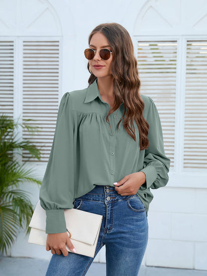 Top- Boho Chic with Puff Long sleeves Shirt - Women's Top- - IndioGear Fashion and Gear