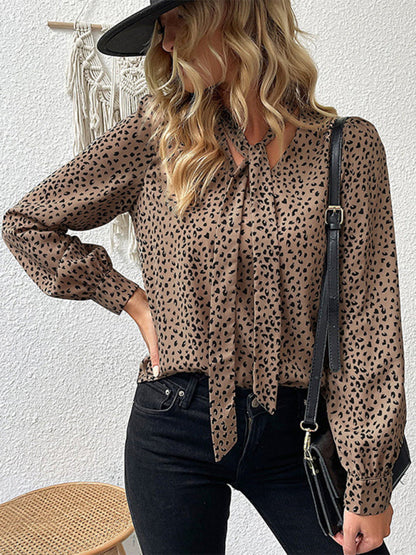 Top- Cheetah Print Tie Tunic Blouse - Women's Top- - IndioGear Fashion and Gear