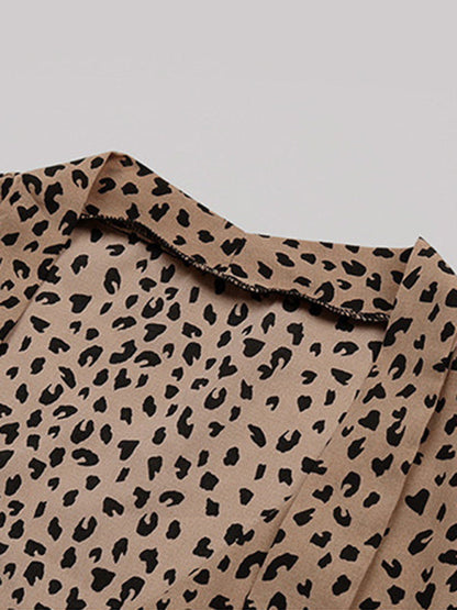 Top- Cheetah Print Tie Tunic Blouse - Women's Top- - IndioGear Fashion and Gear