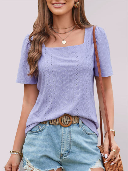 Top- Get Ready to Turn Heads with Our Versatile T-Shirt Blouse!- Purple- IndioGear Fashion and Gear