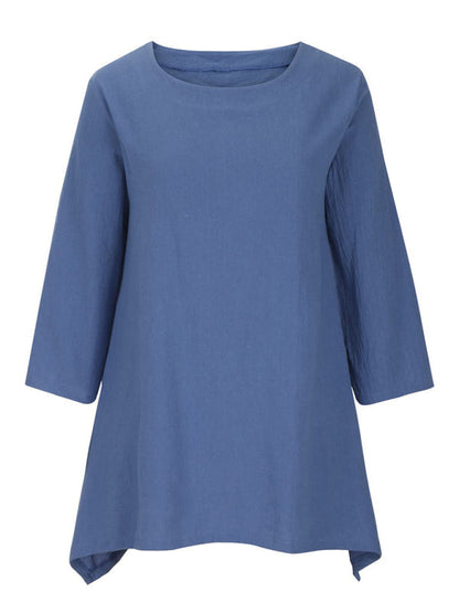 Top- Retro Style Tunic Blouse with Asymmetric Hem- - IndioGear Fashion and Gear