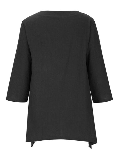 Top- Retro Style Tunic Blouse with Asymmetric Hem- - IndioGear Fashion and Gear