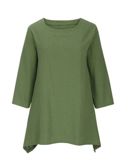 Top- Retro Style Tunic Blouse with Asymmetric Hem- - IndioGear Fashion and Gear