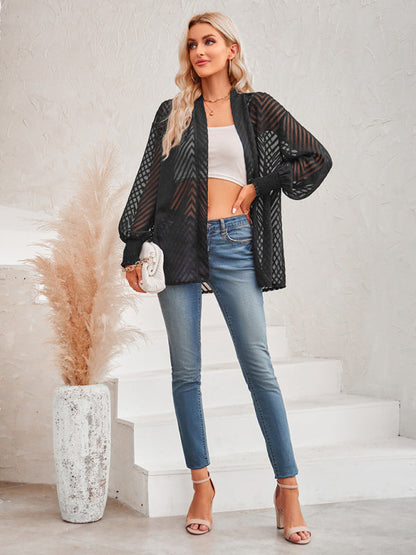 Top- Stay Chic and Cozy with the Women's Sheer Cardigan - Shop Now!- - IndioGear Fashion and Gear