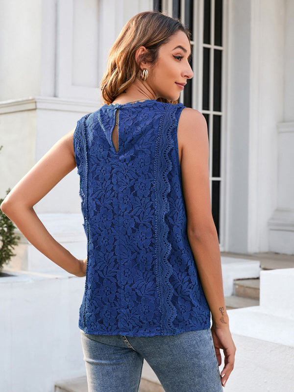 Top- Women's Casual Lace Sleeveless Cami Vest for Women- - IndioGear Fashion and Gear