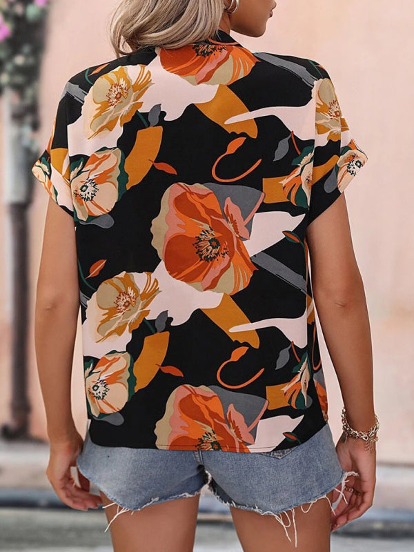 Top- Women's Floral Print T-shirt - A Perfect Casual Top for Any Occasion- - IndioGear Fashion and Gear