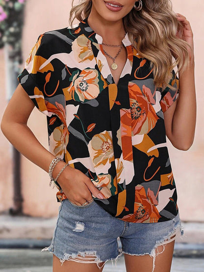 Top- Women's Floral Print T-shirt - A Perfect Casual Top for Any Occasion- - IndioGear Fashion and Gear