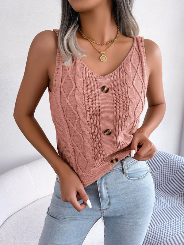 Top- Women's Vest Blouse - Scoop Neck, Cropped Length, Semi-Sheer Knit- - IndioGear Fashion and Gear