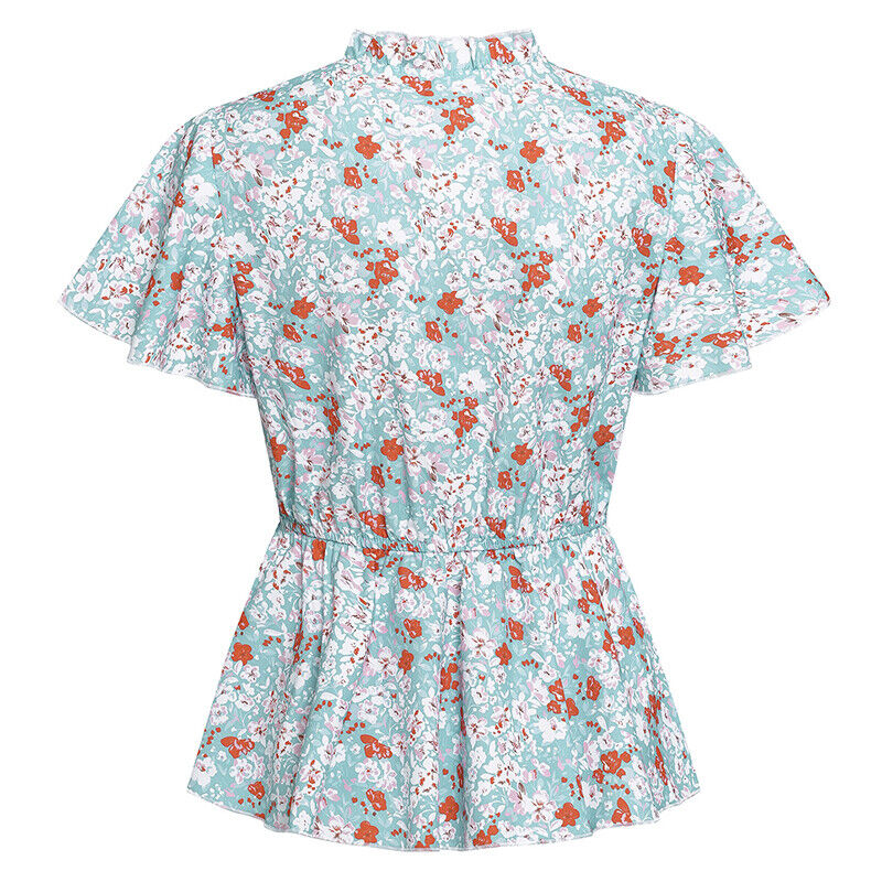 Tops- Floral Fun: Casual T-Shirt with Belted Waist- - IndioGear Fashion and Gear