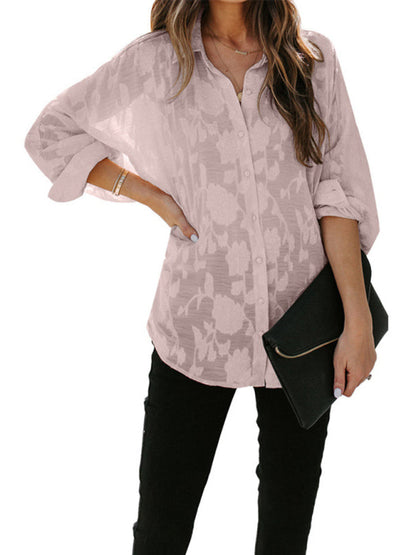 Tops- Floral Sheer Lace Women's Shirt Top for Casual and Dressy Occasions- - IndioGear Fashion and Gear