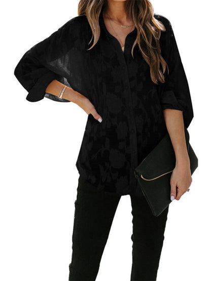 Tops- Floral Sheer Lace Women's Shirt Top for Casual and Dressy Occasions- - IndioGear Fashion and Gear