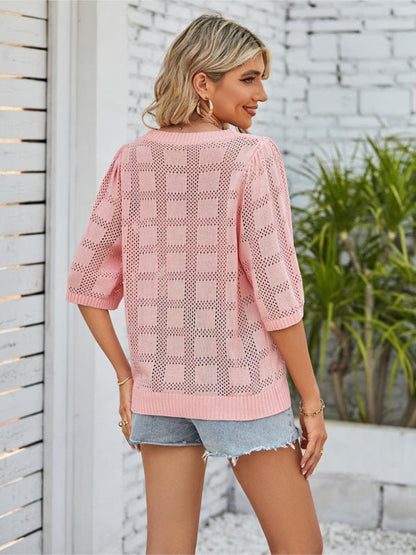 Tops- Knitted Sweater Blouse - Perfect Top for Any Occasion- - IndioGear Fashion and Gear