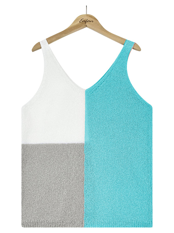 Tops - Sleeveless shirt- Knitted Tank Top - Knitwear Vest- - IndioGear Fashion and Gear