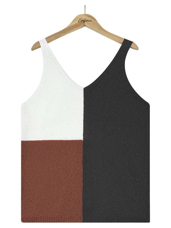 Tops - Sleeveless shirt- Knitted Tank Top - Knitwear Vest- - IndioGear Fashion and Gear