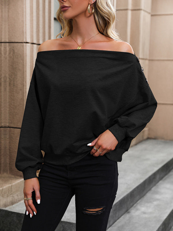 Tops- Speckled Off Shoulder Blouse - Lantern Sleeves Top- - IndioGear Fashion and Gear