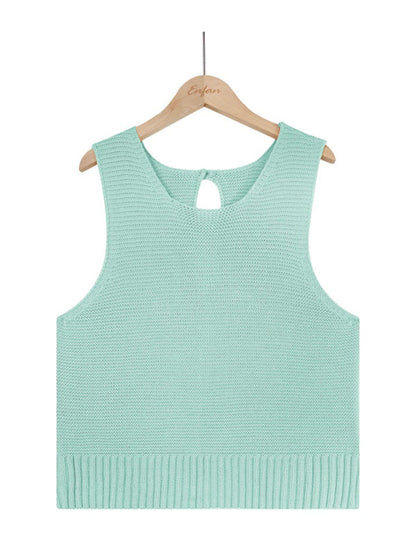 Tops- Women's Casual Knit Button Tank Top - Vest- - IndioGear Fashion and Gear