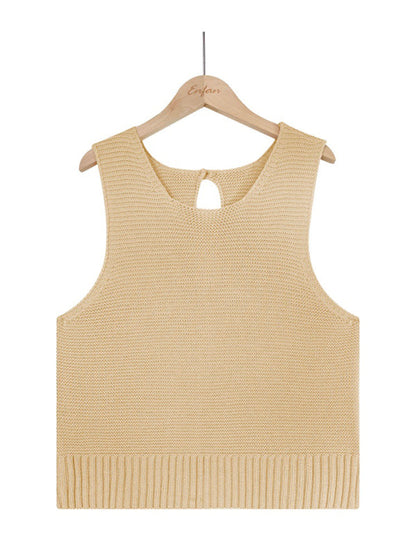 Tops- Women's Casual Knit Button Tank Top - Vest- - IndioGear Fashion and Gear