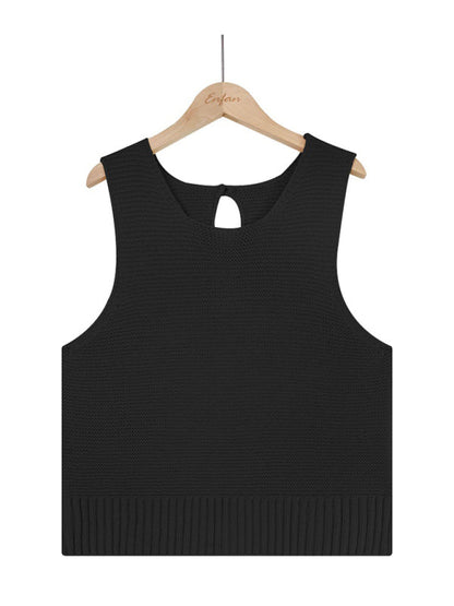 Tops- Women's Casual Knit Button Tank Top - Vest- - IndioGear Fashion and Gear