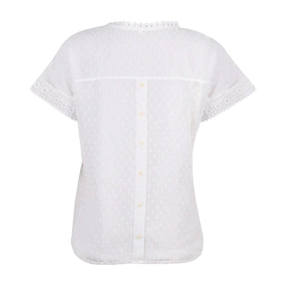 Tops- Women's Casual T-shirt Blouse with Lace Trim Details- - IndioGear Fashion and Gear