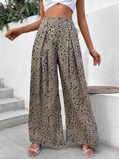 Trousers- Boho Ditsy Floral Trousers for Women - Wide-Leg Pants- - IndioGear Fashion and Gear