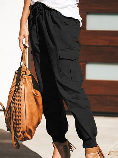 Trousers- Cargo Pants - Flap Pockets & Elastic Waistband Pants- - IndioGear Fashion and Gear