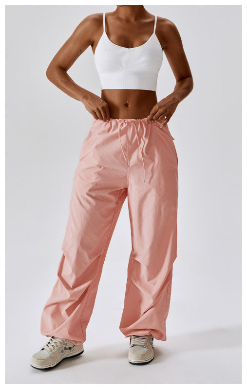 Trousers- Solid Parachute Cargo Trousers - Pants- Pink- IndioGear Fashion and Gear