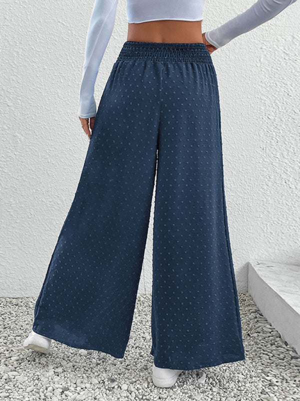 Trousers- Swiss Dot Wide-leg Trousers - High Rise Pants- - IndioGear Fashion and Gear