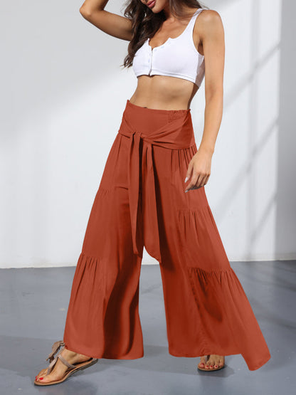 Trousers- Wide Leg High-Waisted Palazzo Trousers - Pants- - IndioGear Fashion and Gear