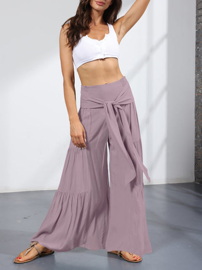 Trousers- Wide Leg High-Waisted Palazzo Trousers - Pants- - IndioGear Fashion and Gear