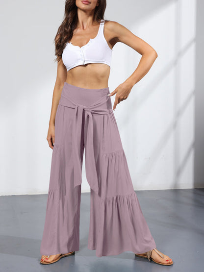 Trousers- Wide Leg High-Waisted Palazzo Trousers - Pants- - IndioGear Fashion and Gear