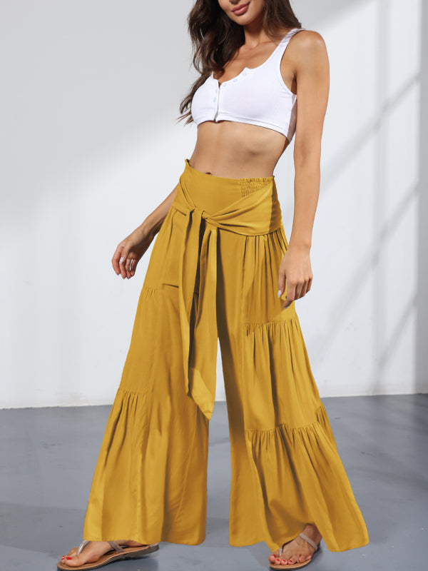 Trousers- Wide Leg High-Waisted Palazzo Trousers - Pants- - IndioGear Fashion and Gear