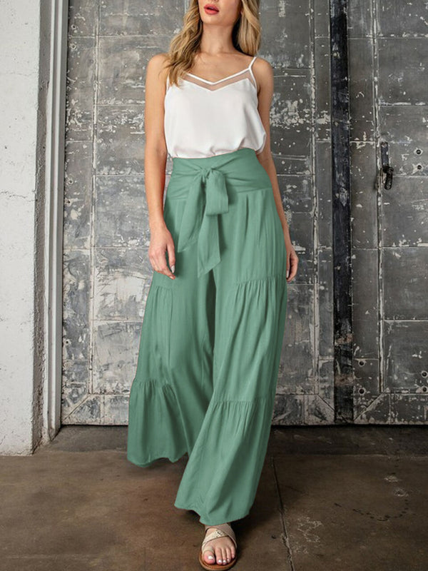 Trousers- Wide Leg High-Waisted Palazzo Trousers - Pants- - IndioGear Fashion and Gear