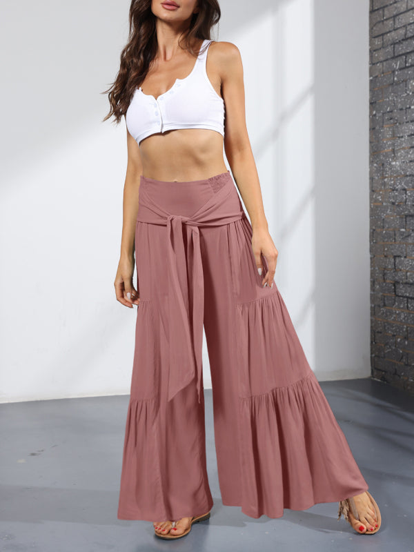 Trousers- Wide Leg High-Waisted Palazzo Trousers - Pants- - IndioGear Fashion and Gear