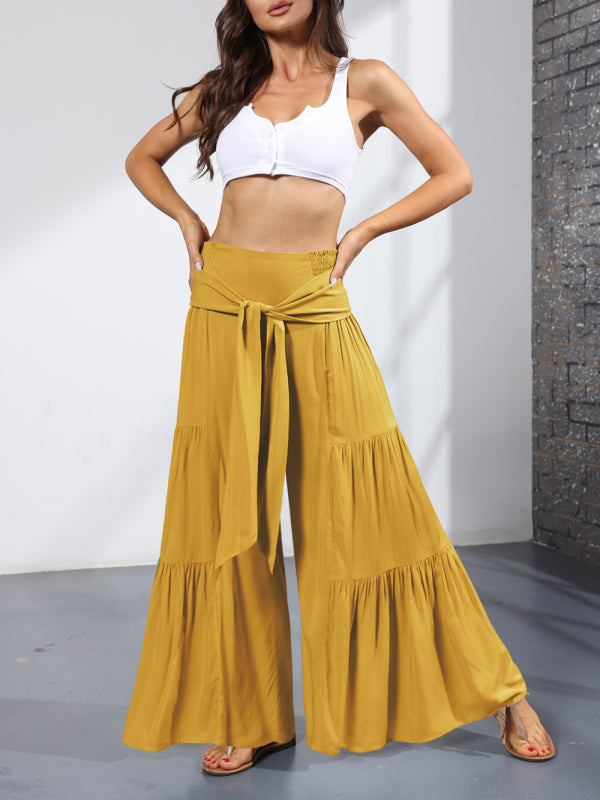 Trousers- Wide Leg High-Waisted Palazzo Trousers - Pants- - IndioGear Fashion and Gear