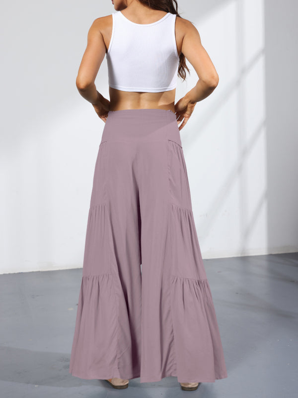 Trousers- Wide Leg High-Waisted Palazzo Trousers - Pants- - IndioGear Fashion and Gear