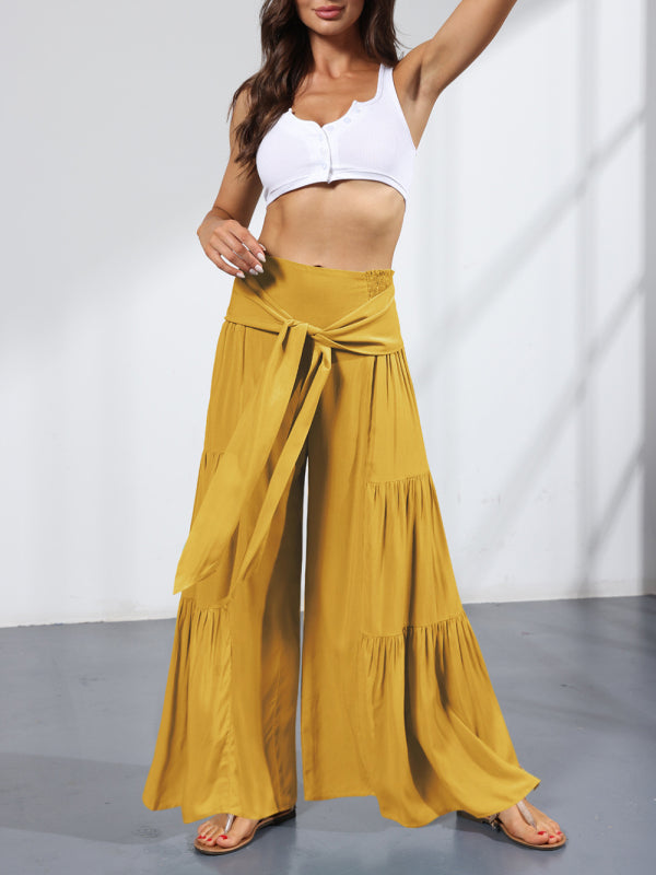 Trousers- Wide Leg High-Waisted Palazzo Trousers - Pants- - IndioGear Fashion and Gear