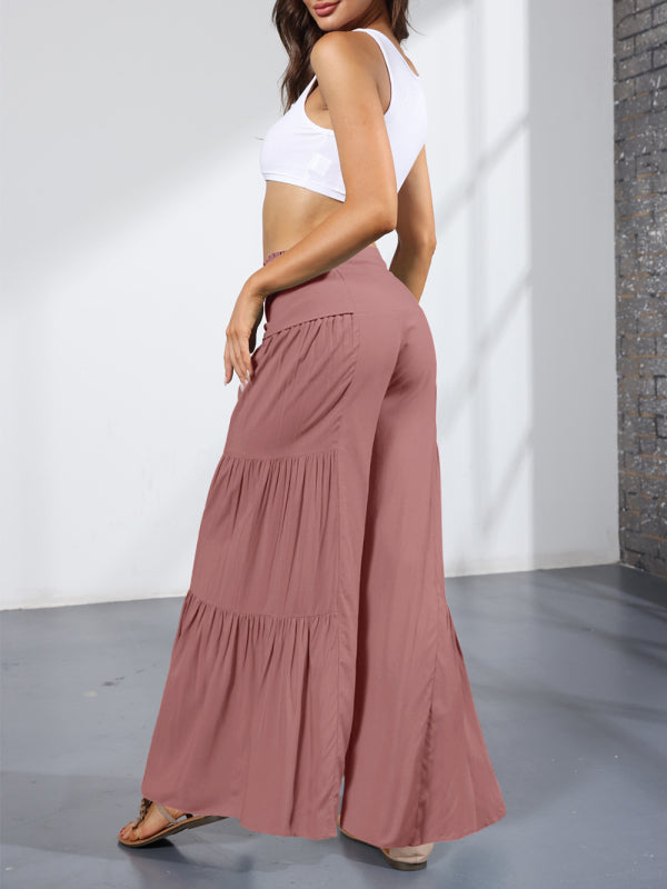 Trousers- Wide Leg High-Waisted Palazzo Trousers - Pants- - IndioGear Fashion and Gear