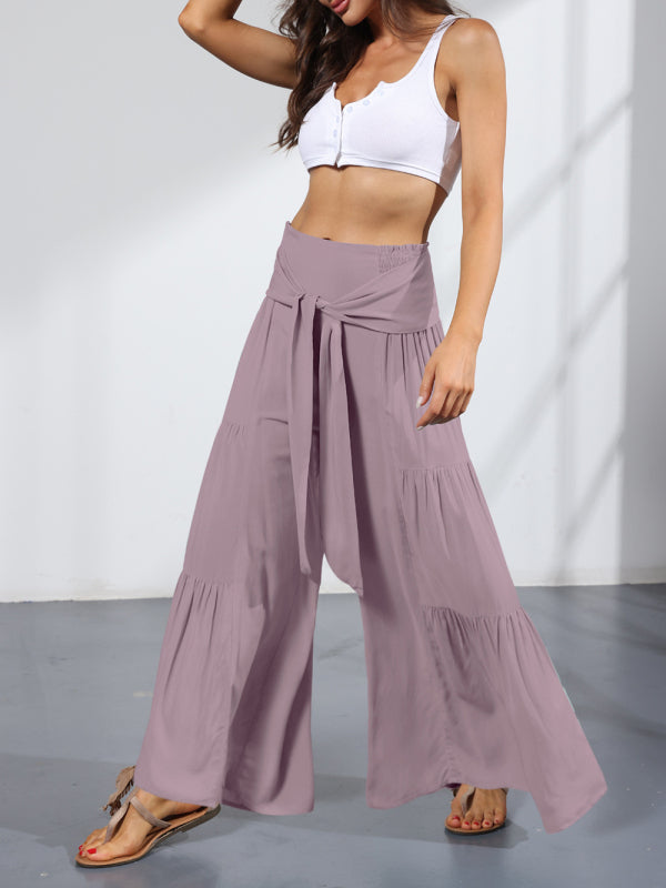 Trousers- Wide Leg High-Waisted Palazzo Trousers - Pants- - IndioGear Fashion and Gear