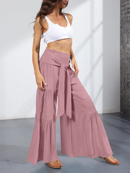 Trousers- Wide Leg High-Waisted Palazzo Trousers - Pants- - IndioGear Fashion and Gear