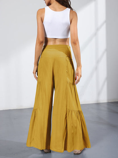 Trousers- Wide Leg High-Waisted Palazzo Trousers - Pants- - IndioGear Fashion and Gear