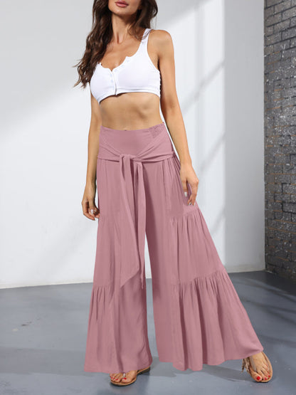 Trousers- Wide Leg High-Waisted Palazzo Trousers - Pants- - IndioGear Fashion and Gear