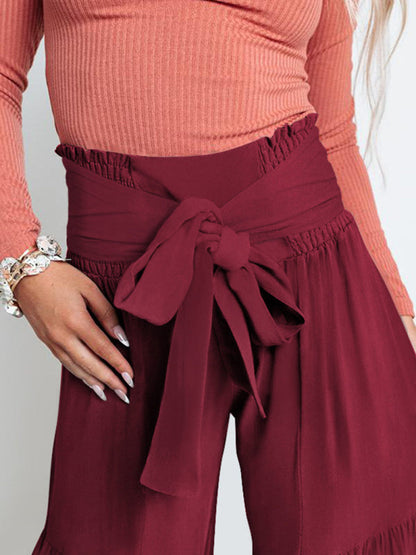 Trousers- Wide Leg High-Waisted Palazzo Trousers - Pants- - IndioGear Fashion and Gear