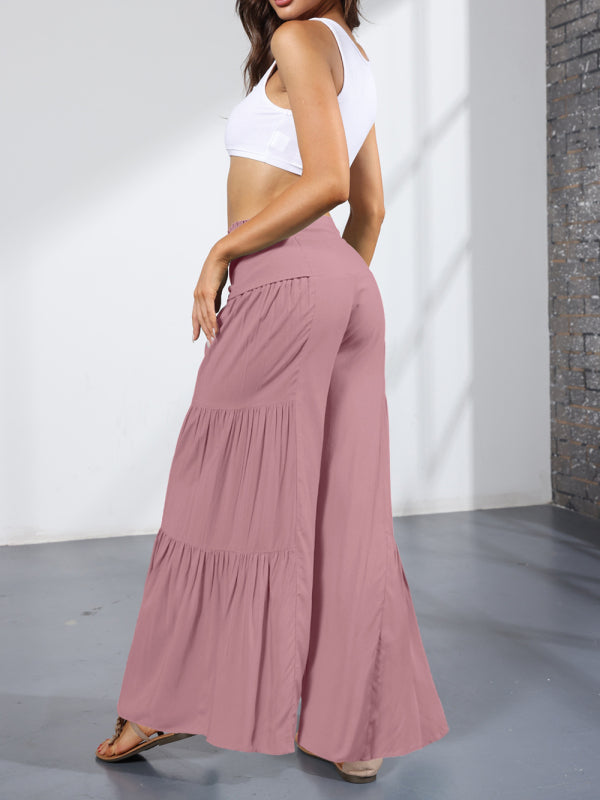 Trousers- Wide Leg High-Waisted Palazzo Trousers - Pants- - IndioGear Fashion and Gear