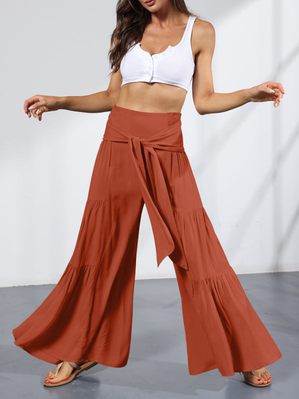 Trousers- Wide Leg High-Waisted Palazzo Trousers - Pants- - IndioGear Fashion and Gear